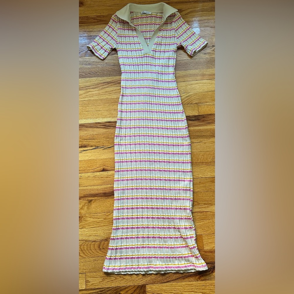 Zara Pink and White Striped Pencil Skirt